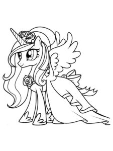 Princess Cadance in a beautiful outfit coloring page