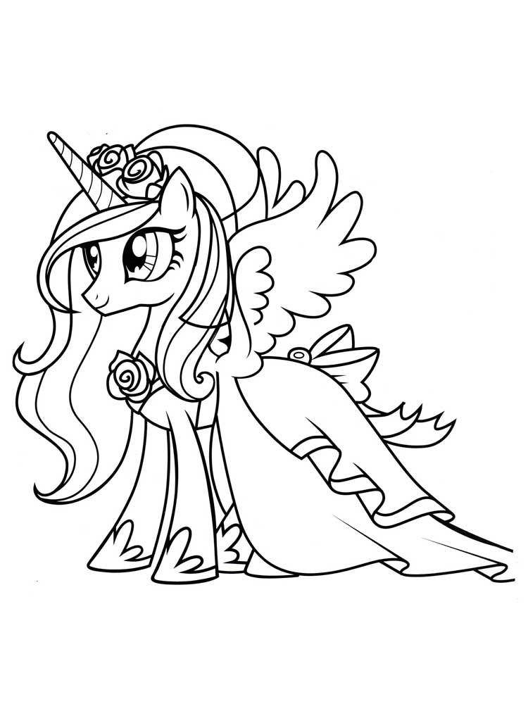 Princess Cadance in a beautiful outfit coloring page