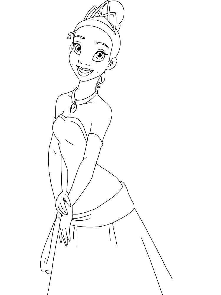 Cute Princess Tiana coloring page
