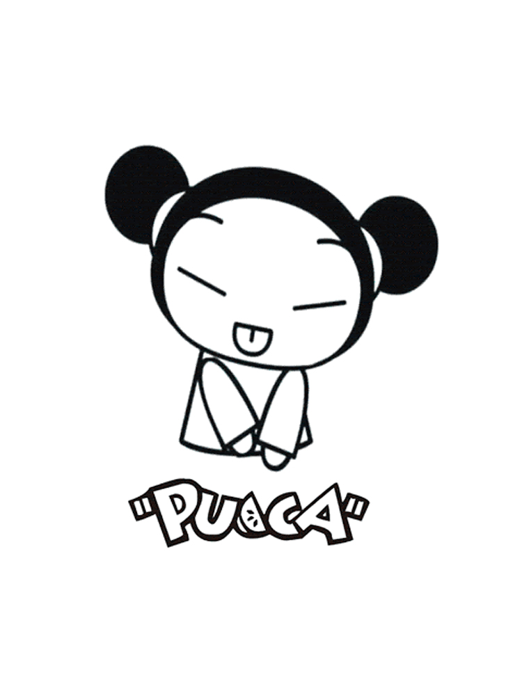 Pucca stuck out her tongue coloring page