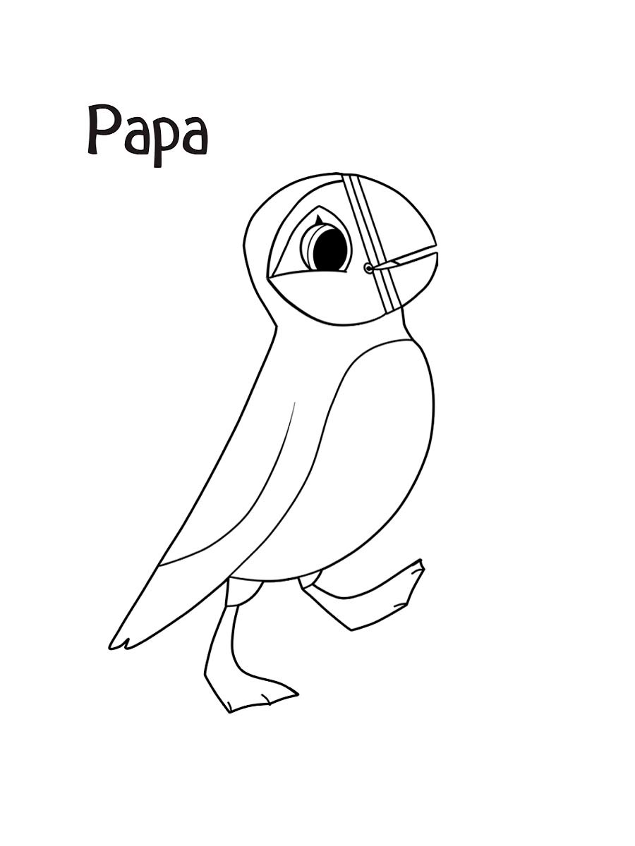 Papa Puffin Rock coloring page