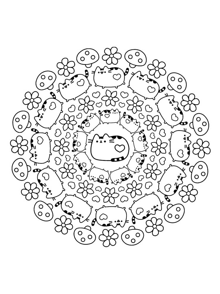 Pusheen Mandala coloring page