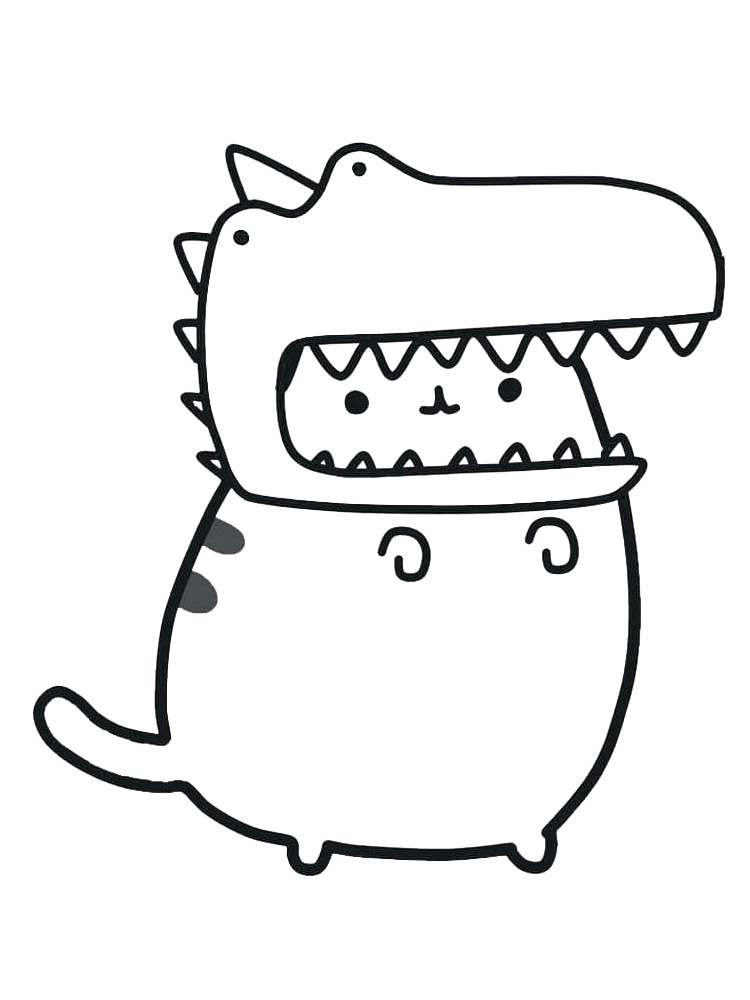 Pusheen Dinosaur coloring page