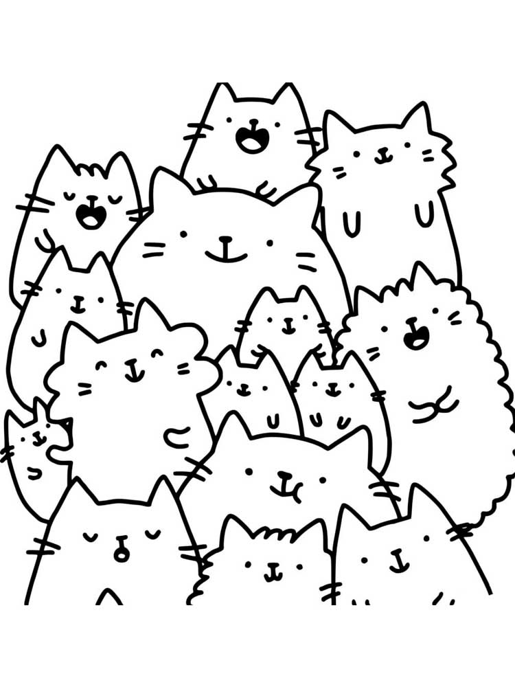 Lots of Pusheen Cats coloring page