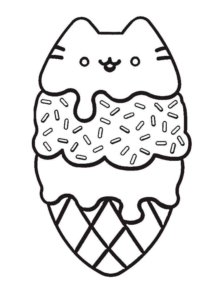 Pusheen Ice Cream coloring page