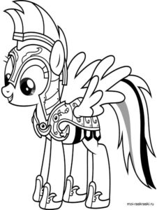Rainbow Dash in armor coloring page