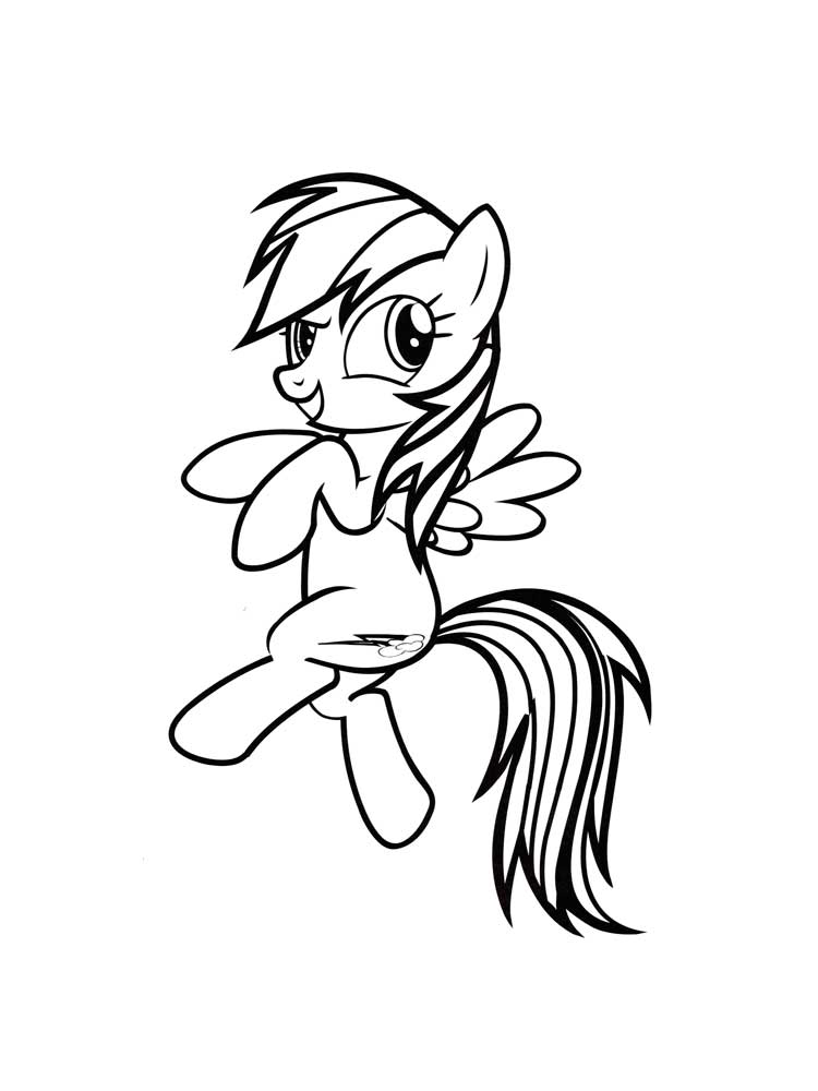 Rainbow Dash dancing coloring page