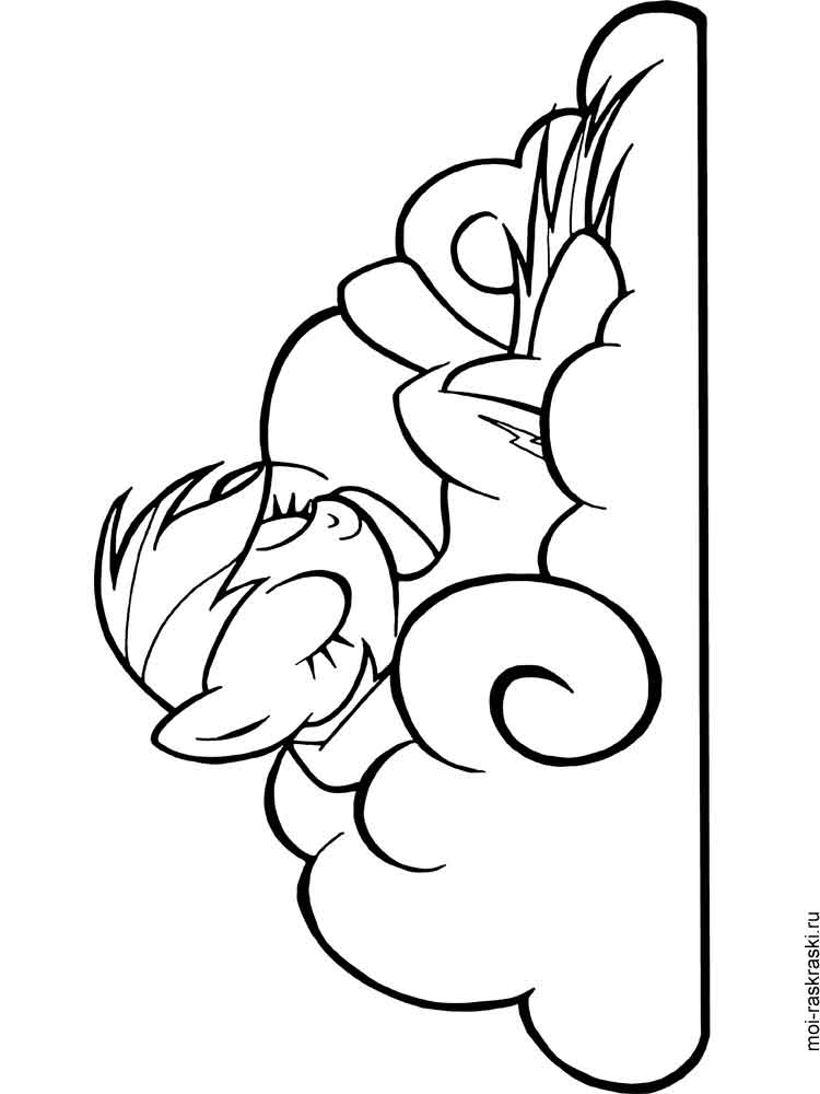 Rainbow Dash Sleeping on a Cloud coloring page