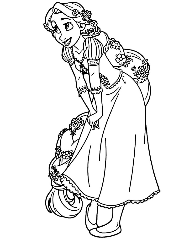 Rapunzel is embarrassed coloring page