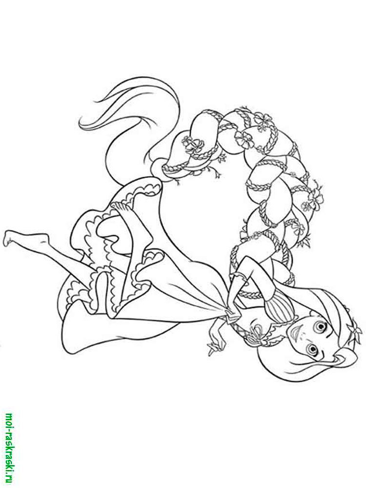 Rapunzel is running coloring page