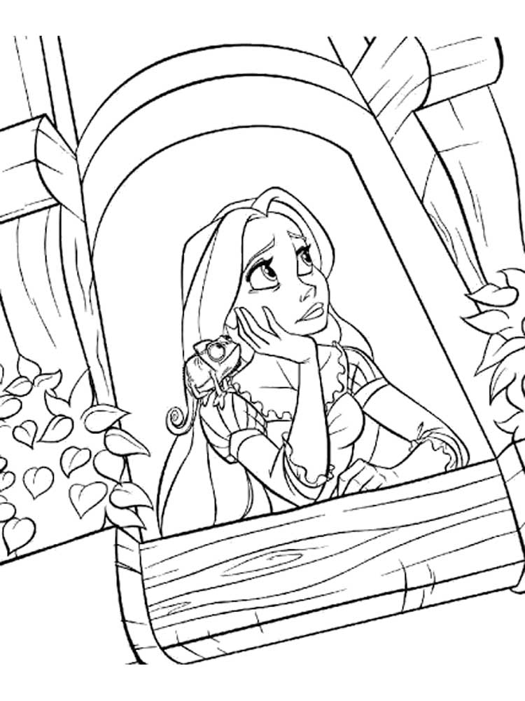 Rapunzel is sad coloring page