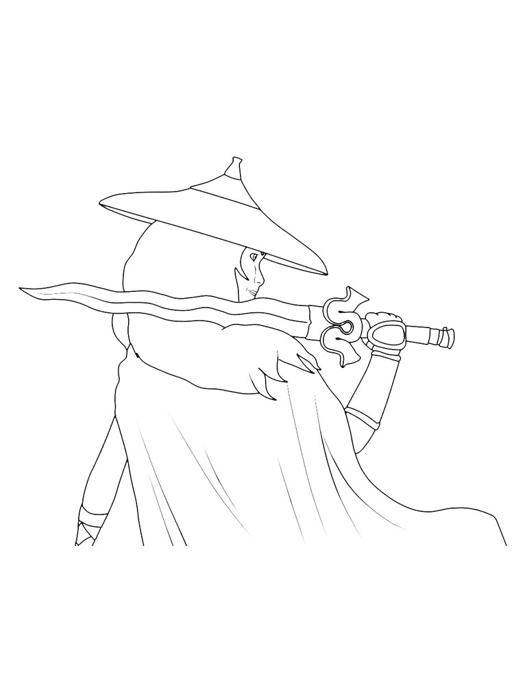 Raya with a sword coloring page