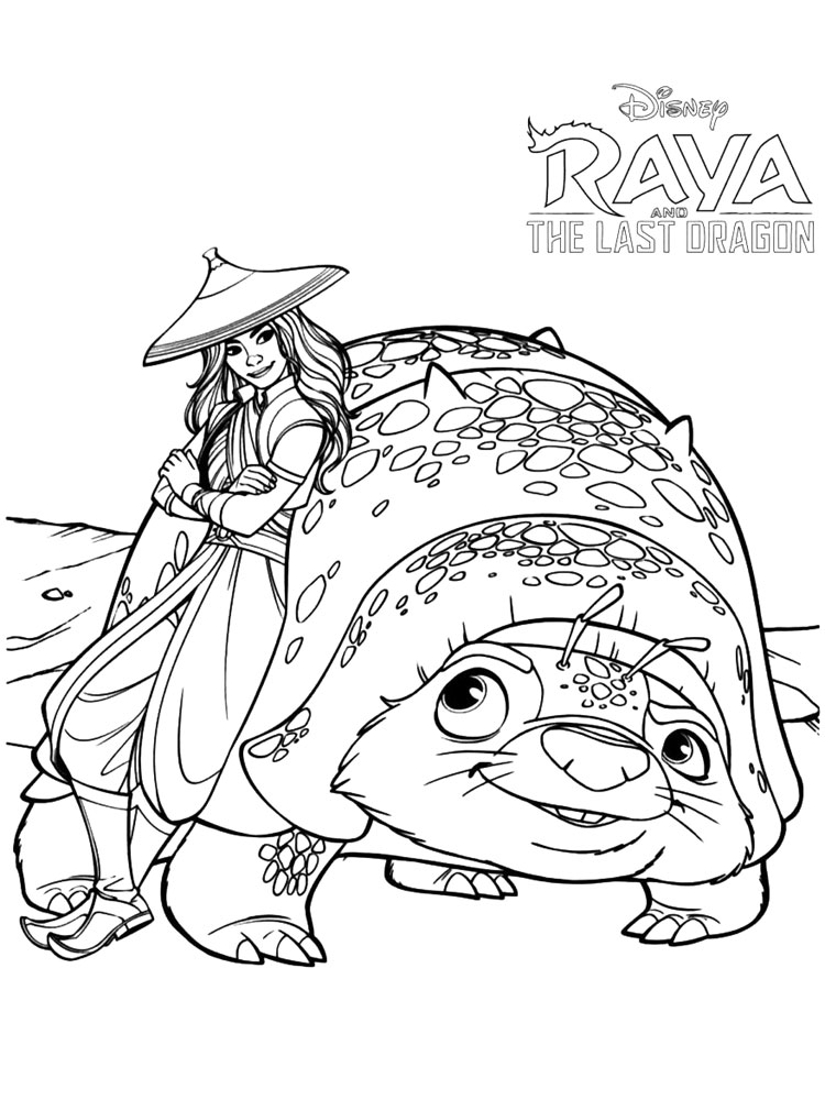 Tuk Tuk and Raya coloring page