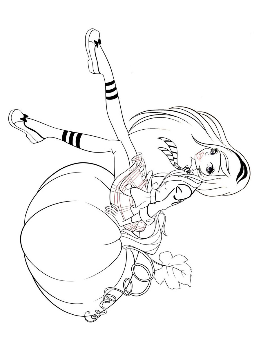 Rose Cinderella on a pumpkin coloring page