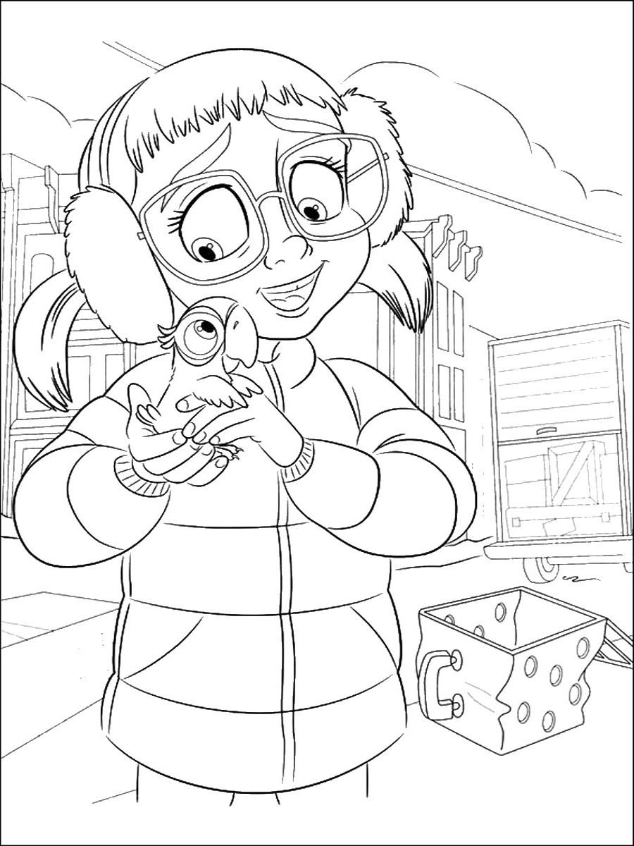 Bia with a girl coloring page