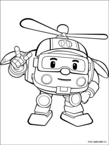 Helly green-white helicopter coloring page