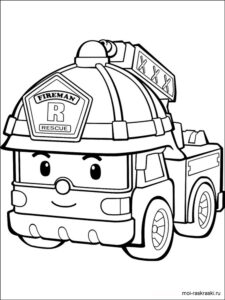 Roy is a red-yellow fire truck coloring page
