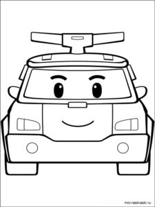 Poli police car coloring page