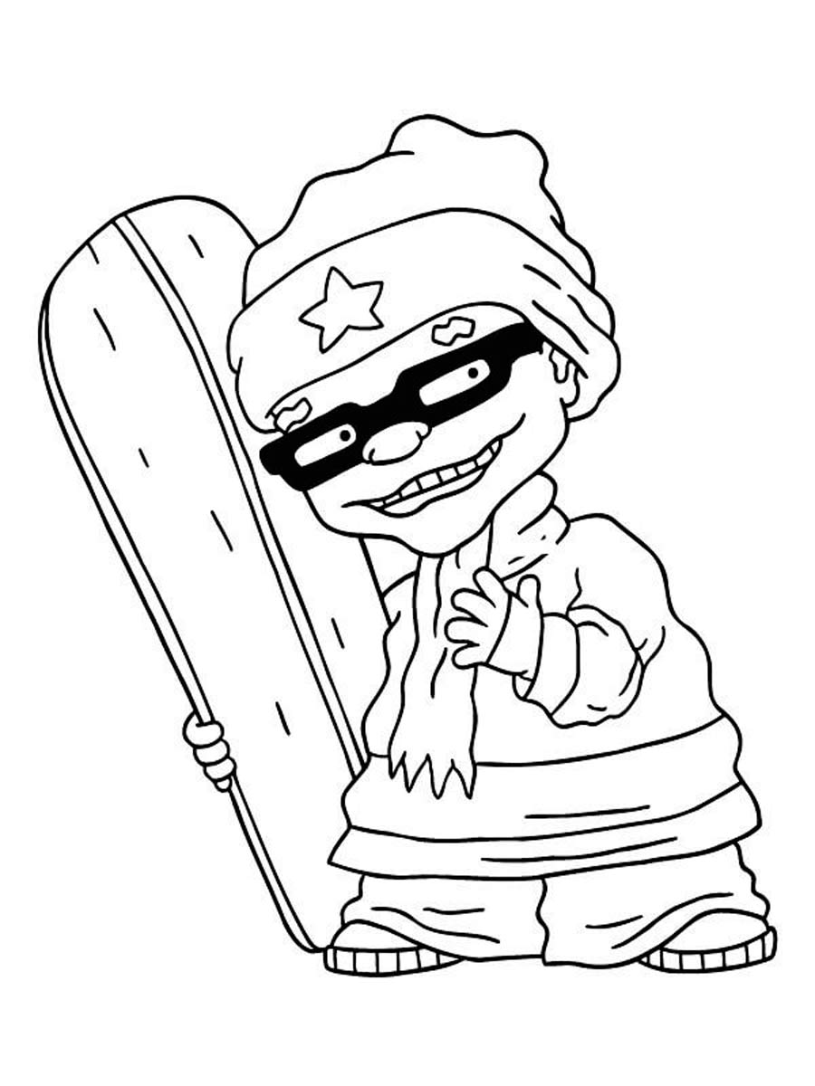 Otto Rocket with snowboard coloring page