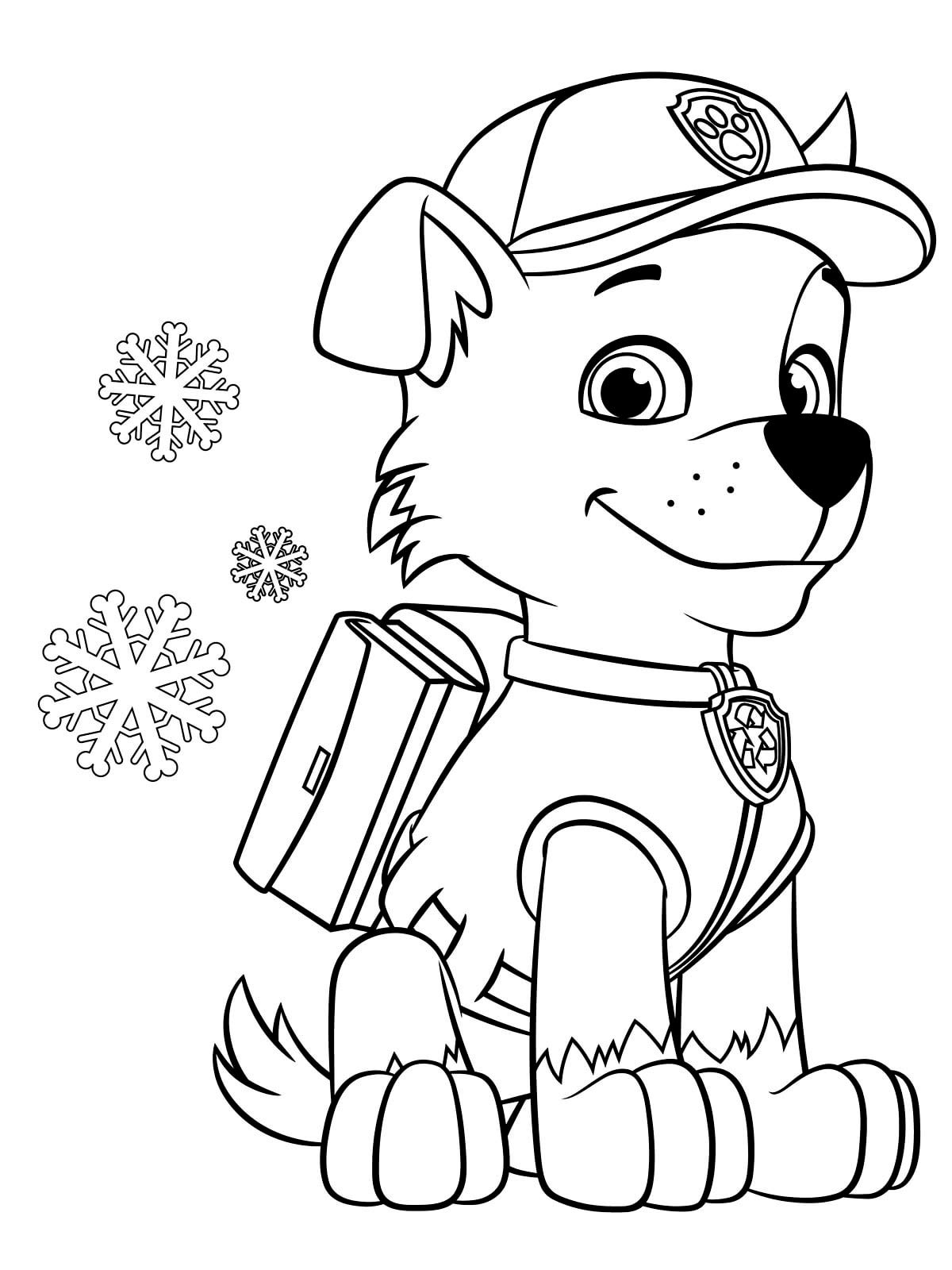 Rocky is sitting Paw Patrol coloring page