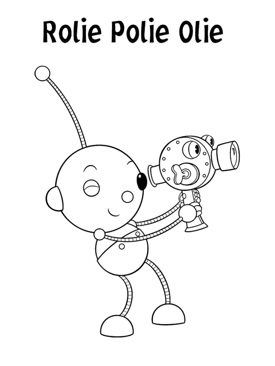 Olie Polie with a video camera coloring page