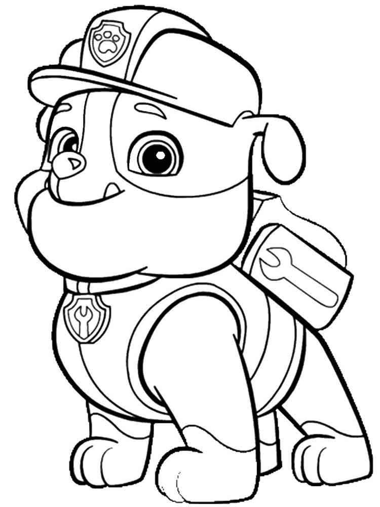 English Bulldog Rubble Paw Patrol coloring page
