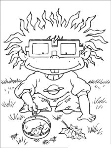 Chuckie Finster looks at a ladybug coloring page