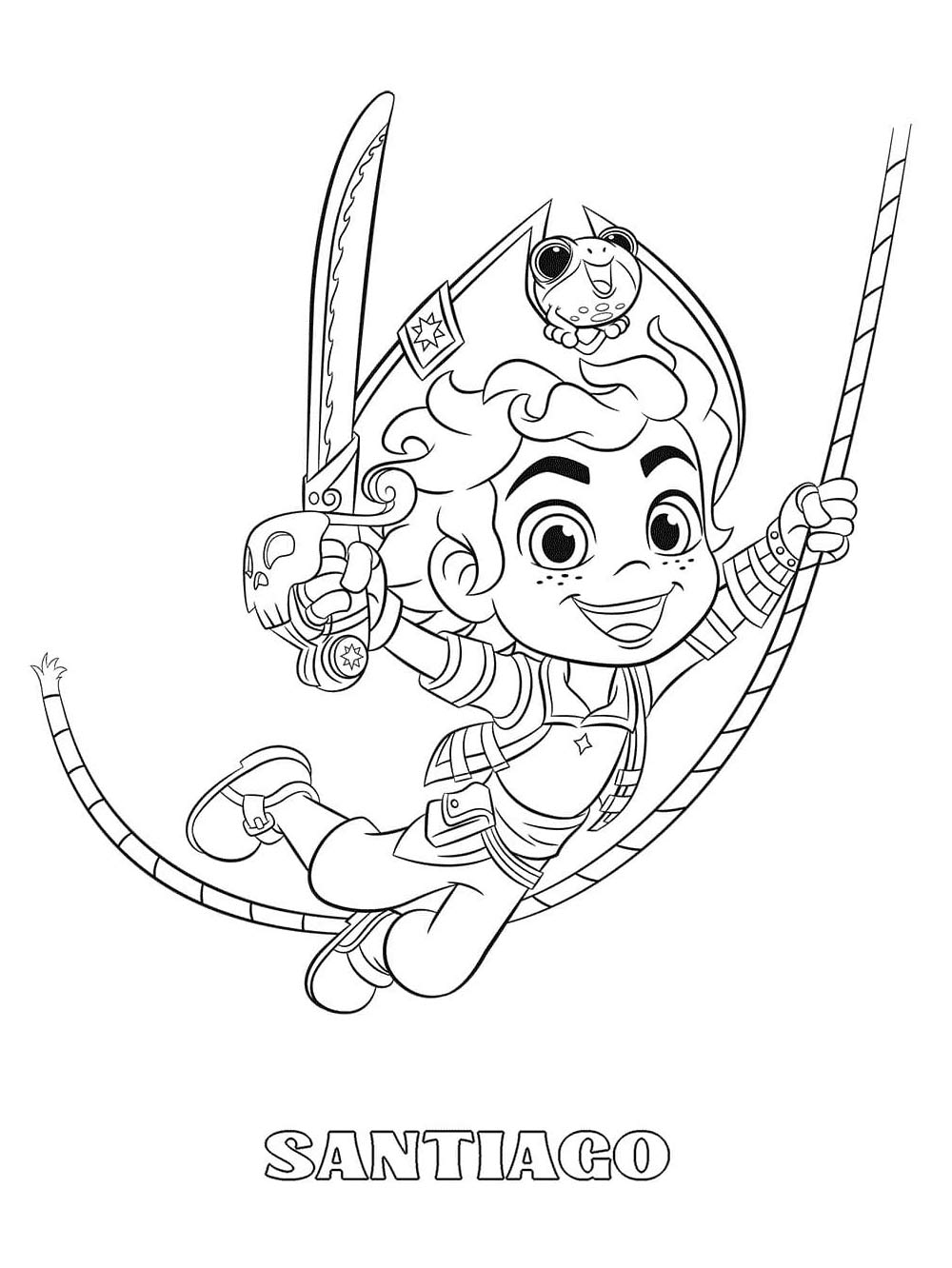 Santiago with a saber coloring page