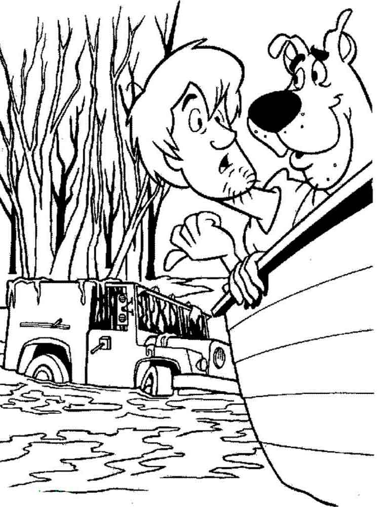 Scooby-Doo and Shaggy in a boat coloring page