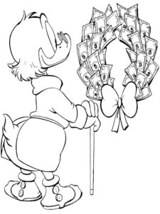 Scrooge McDuck Made a Wreath Out of Money coloring page