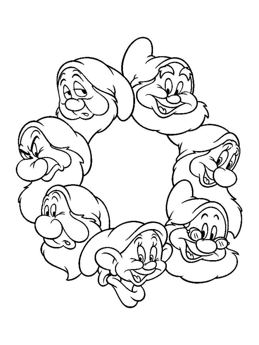 Seven Dwarfs Christmas coloring page