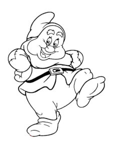Happy Dwarf is dancing coloring page