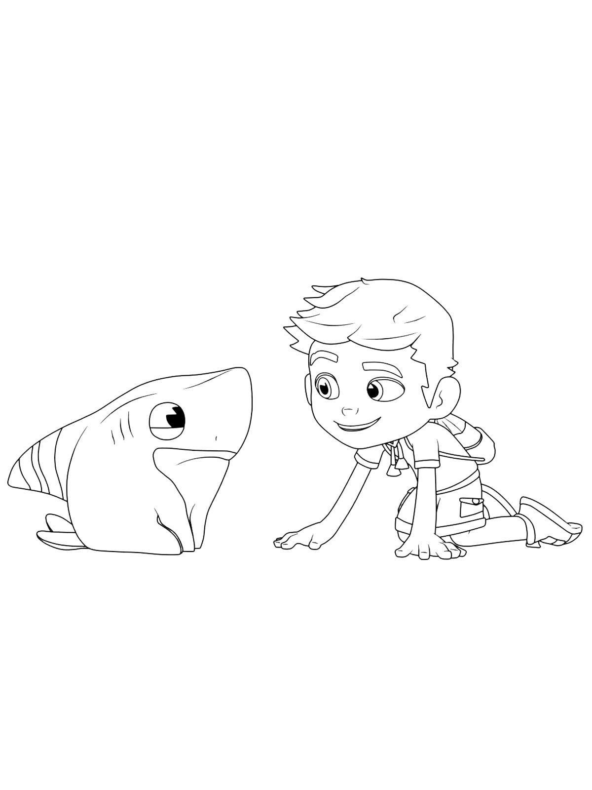 Sharkdog and Max coloring page
