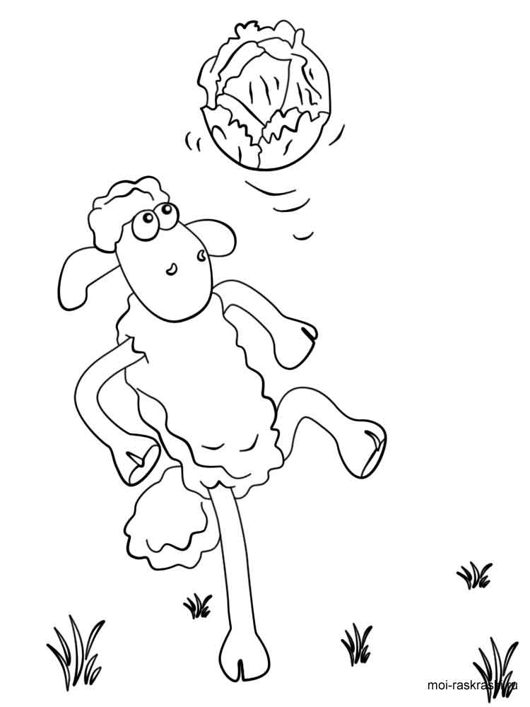 Shaun kicks cabbage coloring page