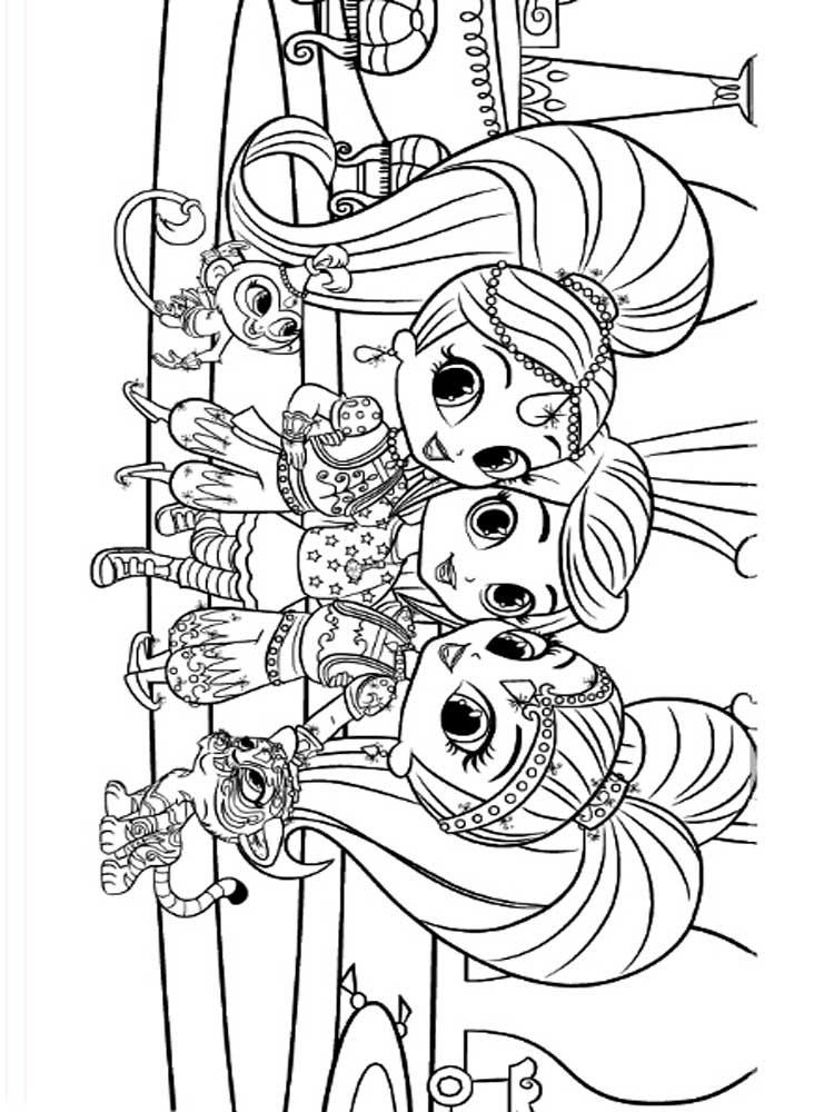 Shimmer, Shine and Leah coloring page