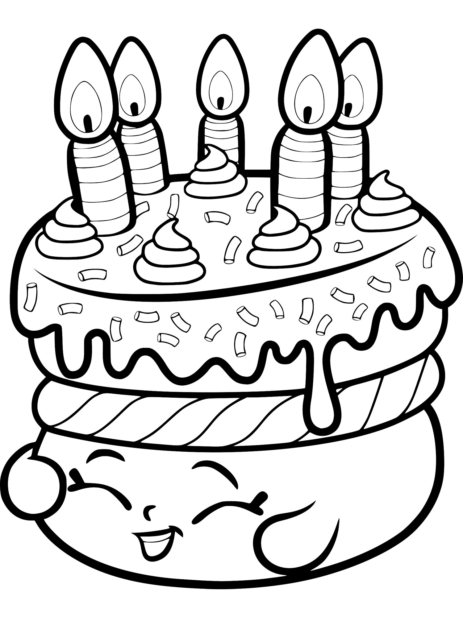 Shopkins cake with candles coloring page