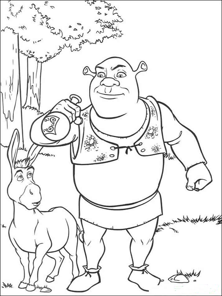 Shrek and Donkey coloring page