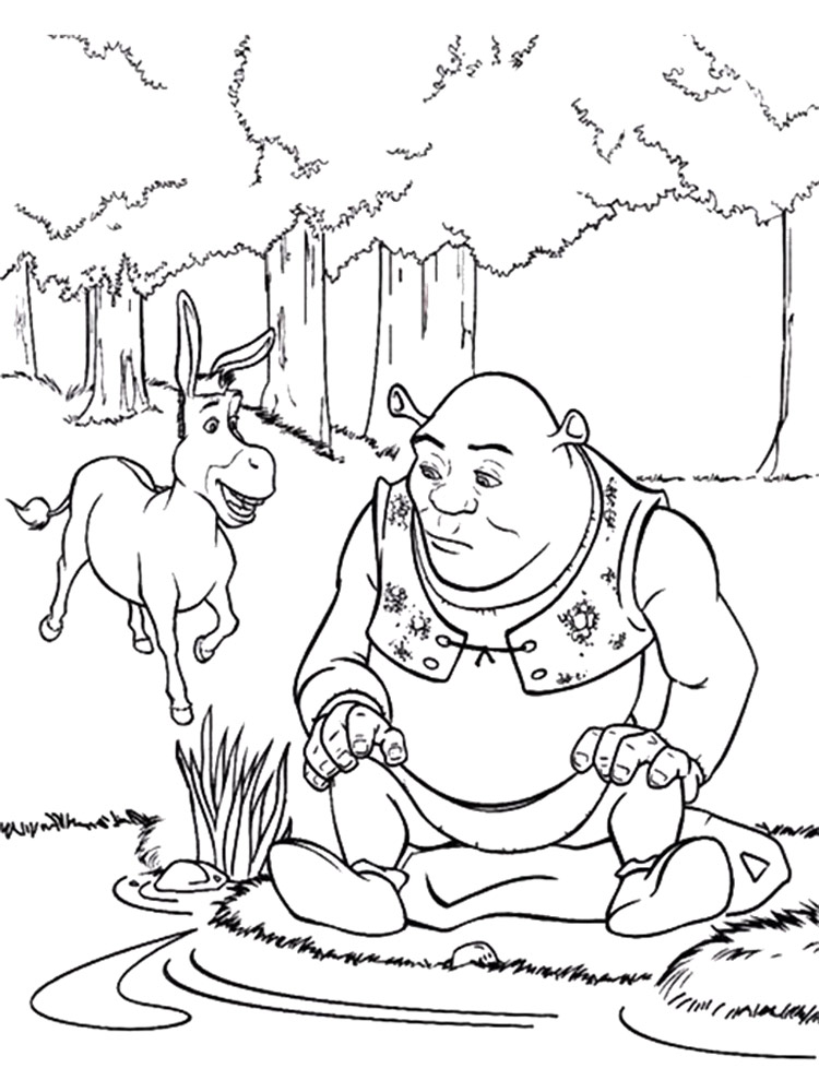 Donkey met Shrek coloring page